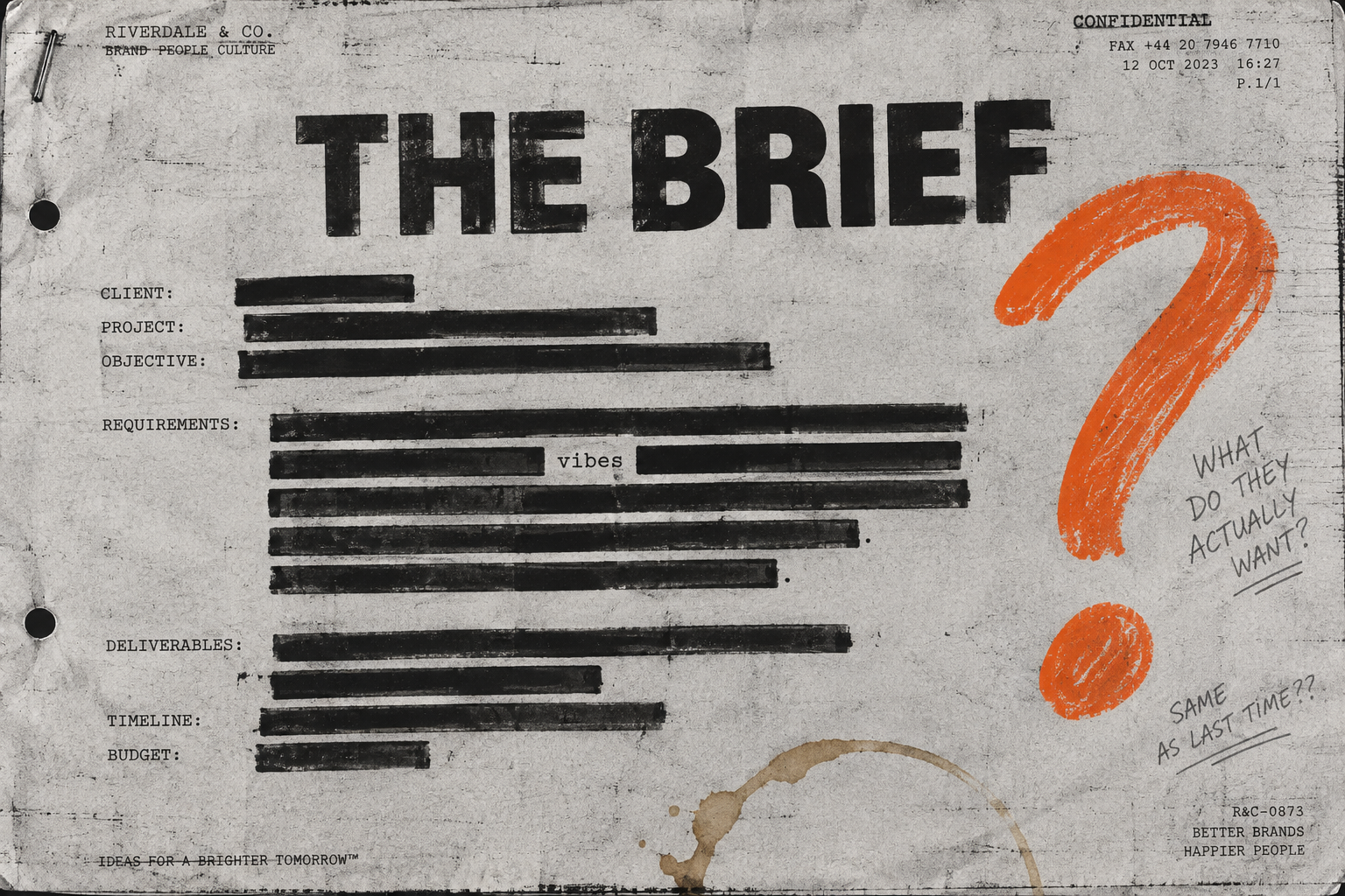 A battered brief redacted down to the word vibes